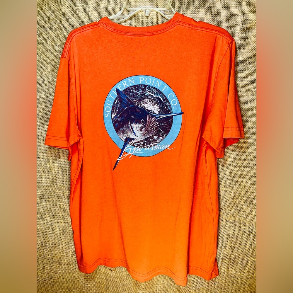 Southern Point Co. Orange Short Sleeve Tees with Circular fish Design